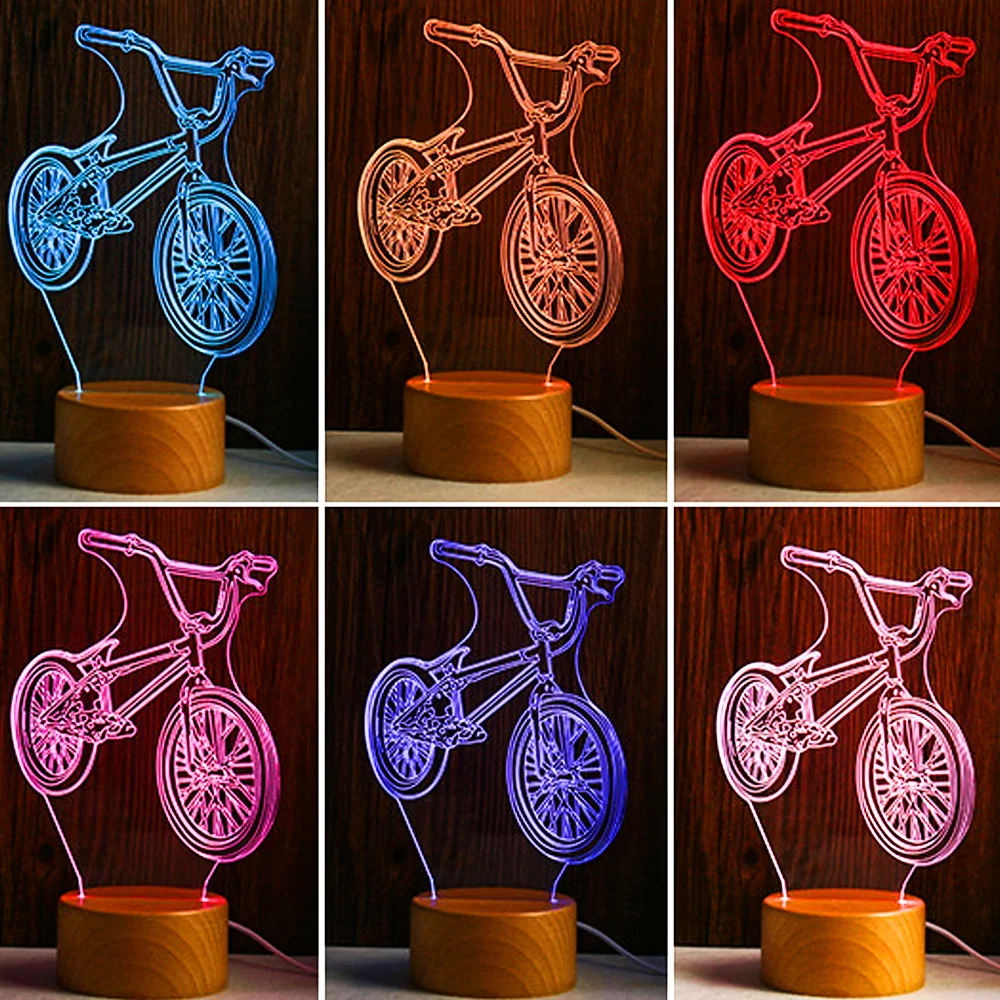Abs Round Wooden 16 Colors 3d Led Night Light Lamp Led Wood Lighting