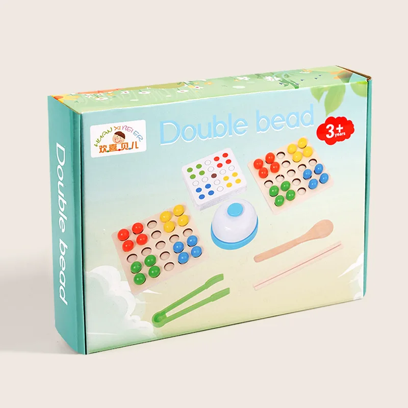 CPC CE EN71対応 幼児教育 モンテッソーリおもちゃ 教育用マッチングトイ クリップビーズパズルボードゲーム 木製カラーソートゲーム