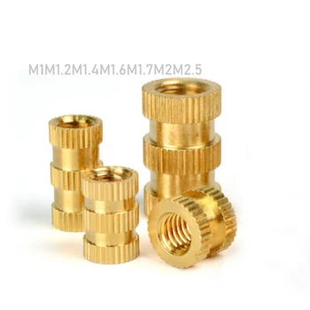 Custom Brass Knurled Thread Insert For Plastic Through Hole Threaded Insert Nut For Insert Molding M1M1.2M1.4M1.6M1.7M2M2.5M3