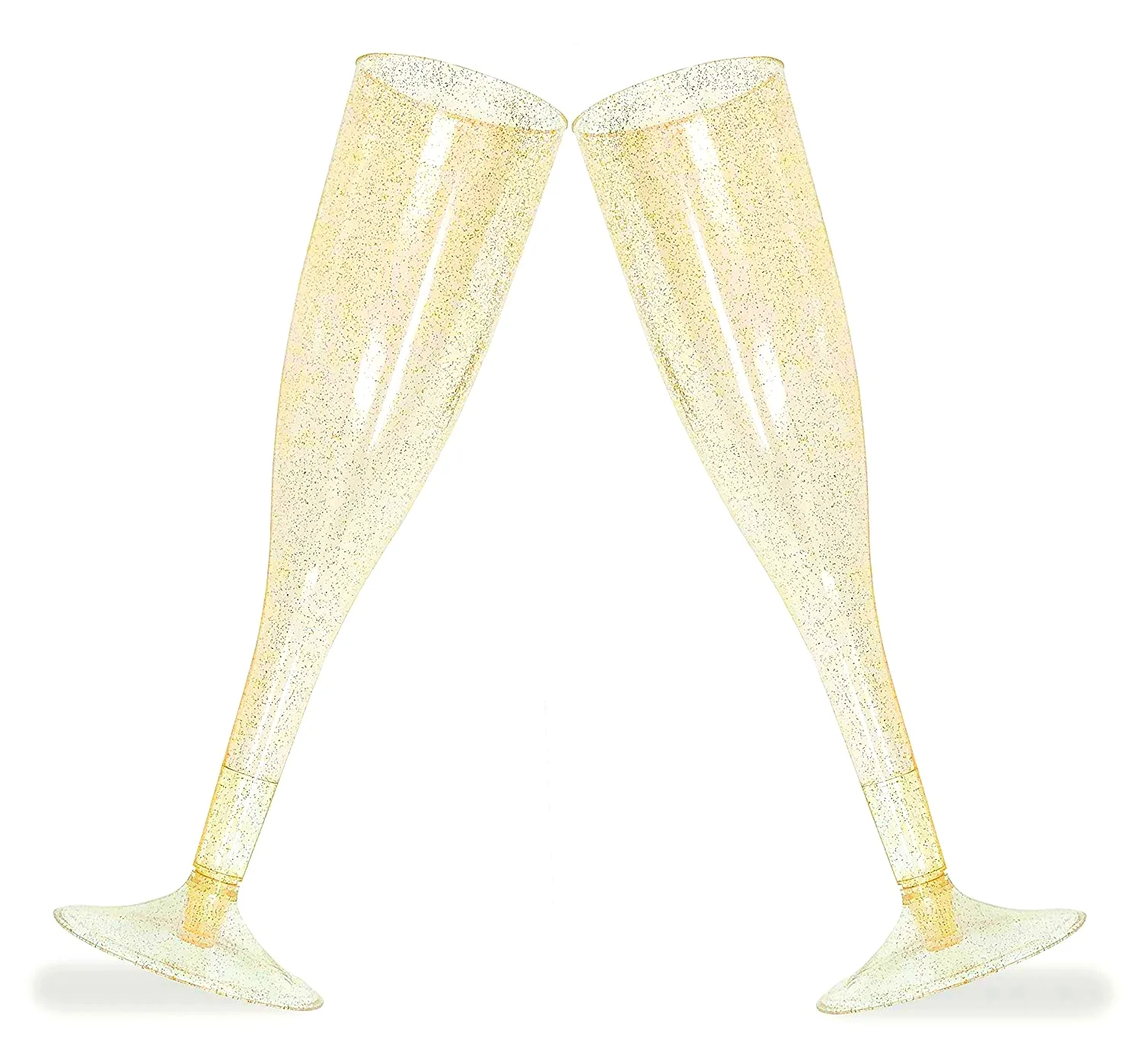 360sets Gold Glitter Champagne Flutes Disposable Champagne Glass ...