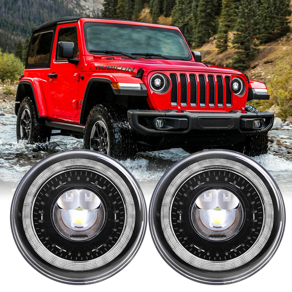 7 Dragon Eyes Round Led Headlights High Low Beam White Drl Amber Turn Light  7 Inch Led Motorcycle Headlamp For Jeep Jk - Buy 7inch Round Headlamp,Led  Motorcycle Headlamp,7