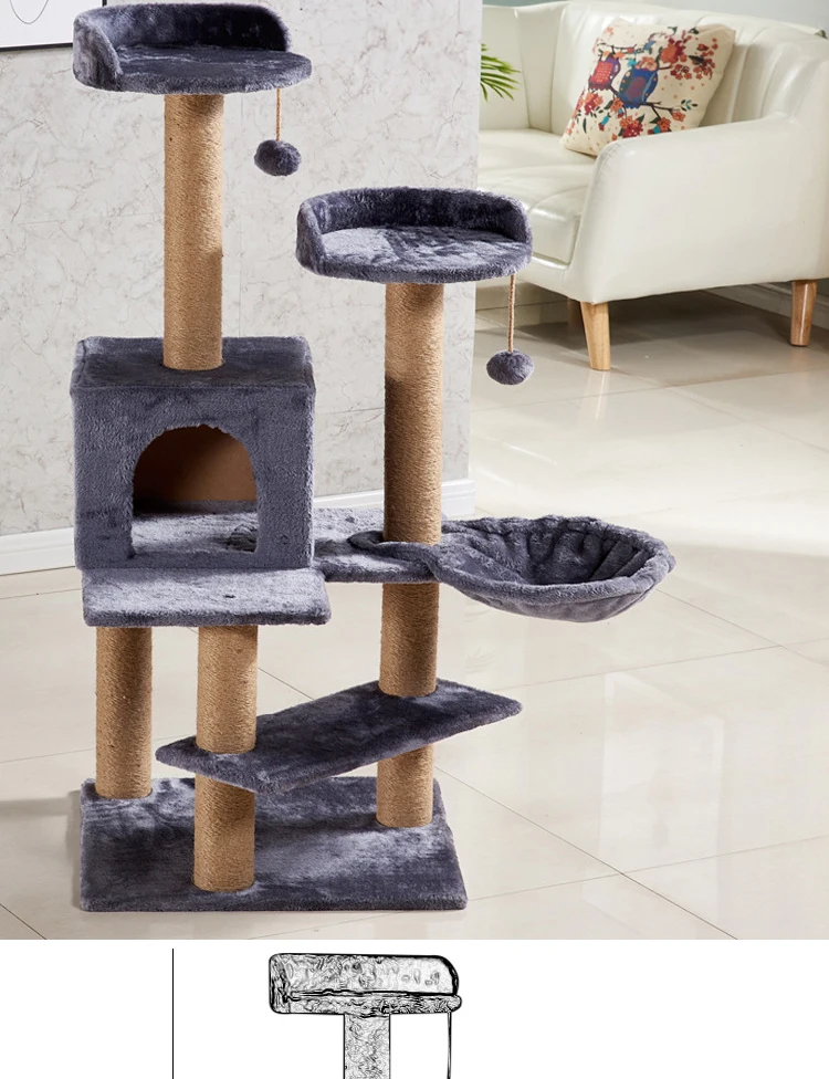 Factory Wholesale Drapak Dla Kota Arbre A Chat Original Design Faux Fur Hemp Rope Big Cat Tree