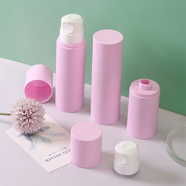 Light Pink PP Airless Bottle With Lotion Pump