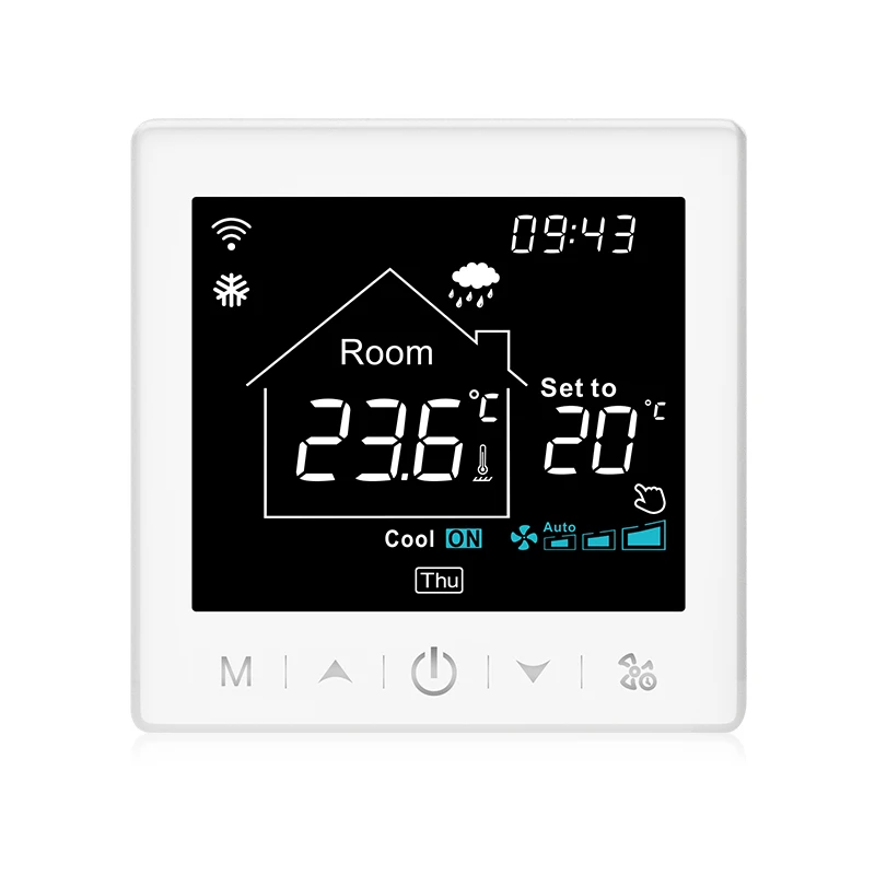 Modbus FCU LCD Programmable 3A Smart Wifi Fan Coil Thermostat