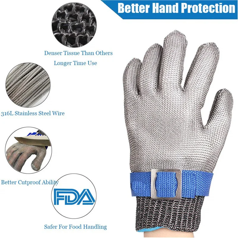 Schwer ANSI A9 Cut Resistant Glove, Stainless Steel Mesh Metal Glove, Food  Grade for Kitchen Cooking, Butcher Meat Cutting, Oyster Shucking