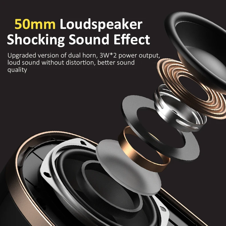 Hi Fi-звук супер бас беспроводная IPX5 уличная стереоколонка портативная Bluetooth-Колонка со светодиодной