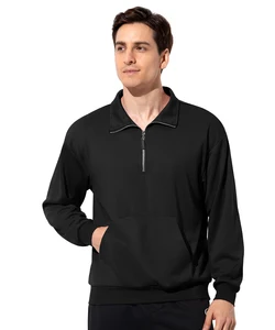 Wholesale Manufacturers Men's 1/4 Zip Collar Sweatshirts Plain Stylish Mens Polyester Kangaroo Pocket Sweatshirt for Men