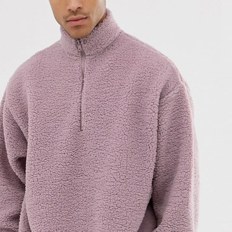 Oversized Fit Custom Design Mens High Neck Fleece Half Zip Fleece Sweatshirts