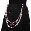 Colorful acrylic black chain pants chain