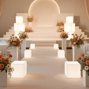 Wedding Cordless Led Cube Plastic Rechargeable Light Chair Dining Application Color Changing Design Garden Cube Lamp