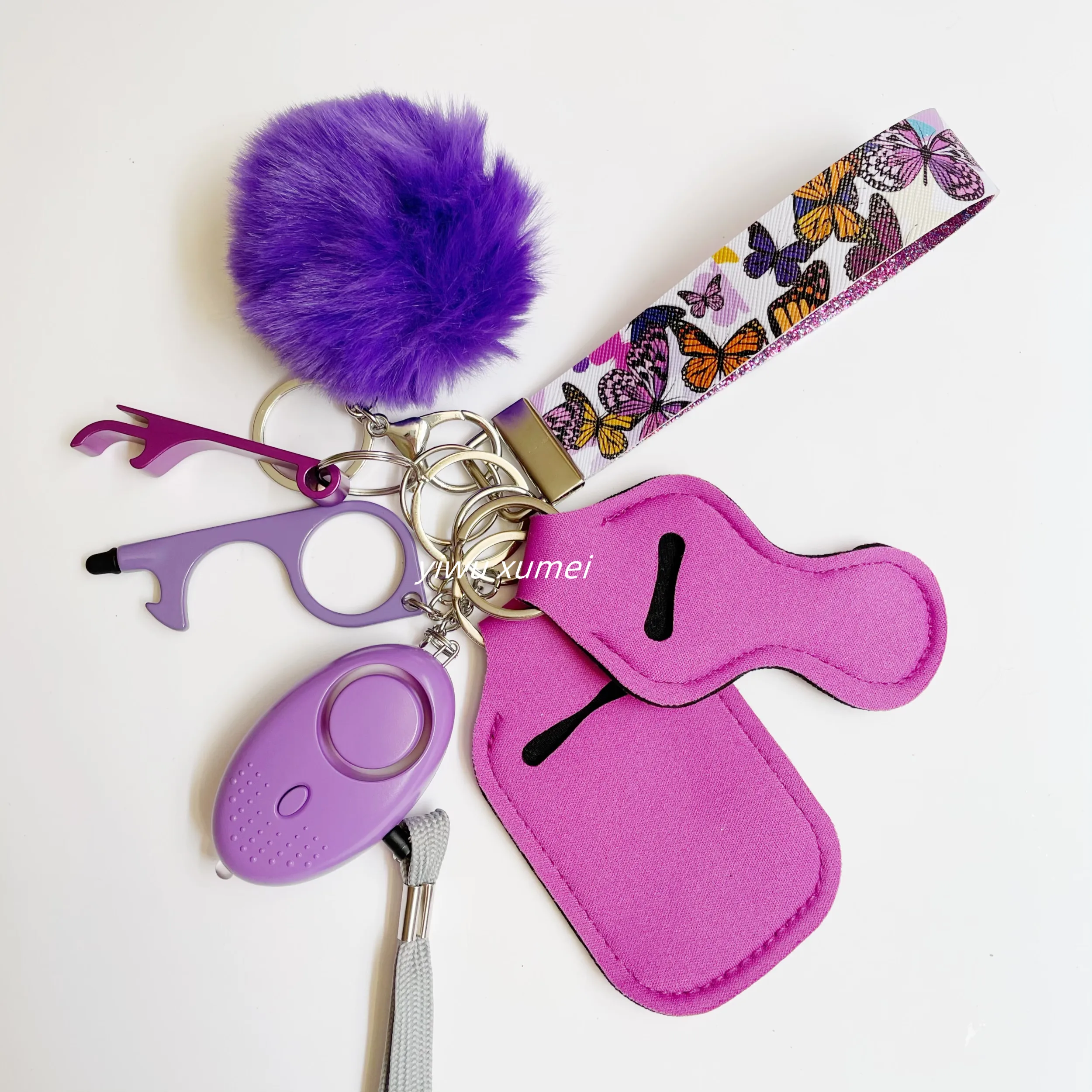 Wholesale 2022 New Defense Safety First Printed Keychains Set For Women