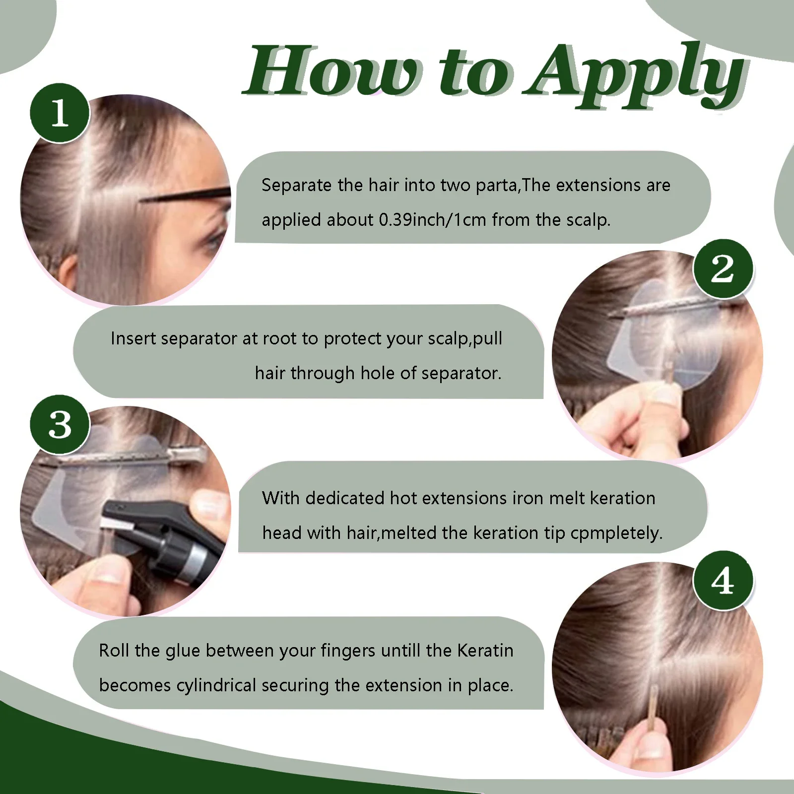 Extensiones de cabello con punta en U recta - Cápsulas de cabello humano real Keratin Fusion para mujeres 50 g/juego_voghion.com