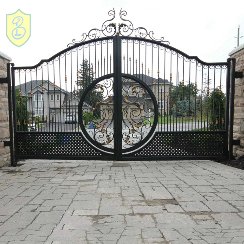 Modern Design Motorized Automatic Wrought Iron Driveway Gate Louver Fence Gate for Home and Garden