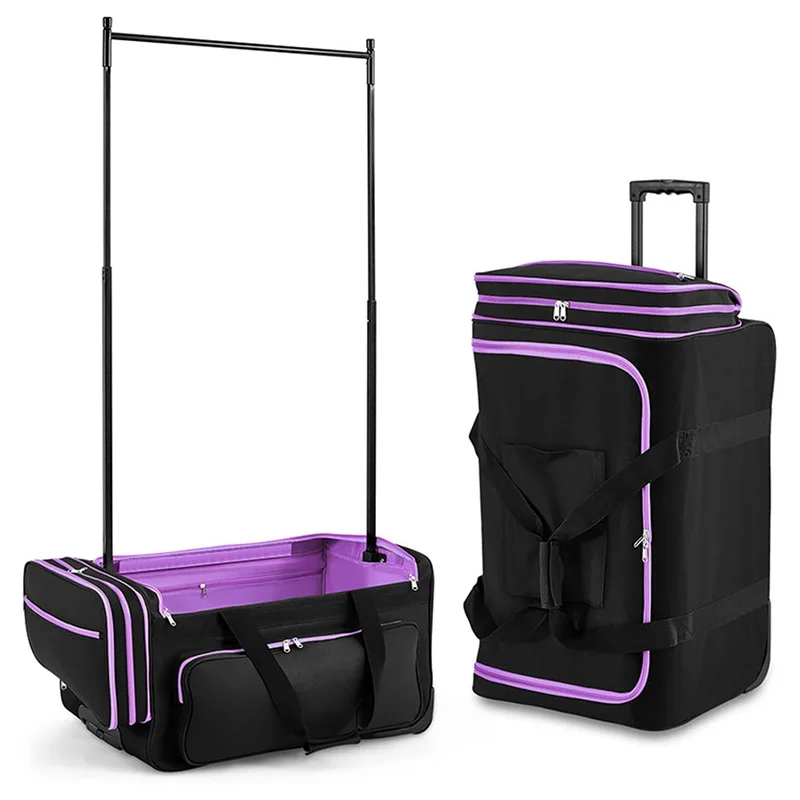 Custom Logo Performance Competition Dance Bag Rolling Garment Bag With Garment Rack Clothes Rack Dance Suitcase