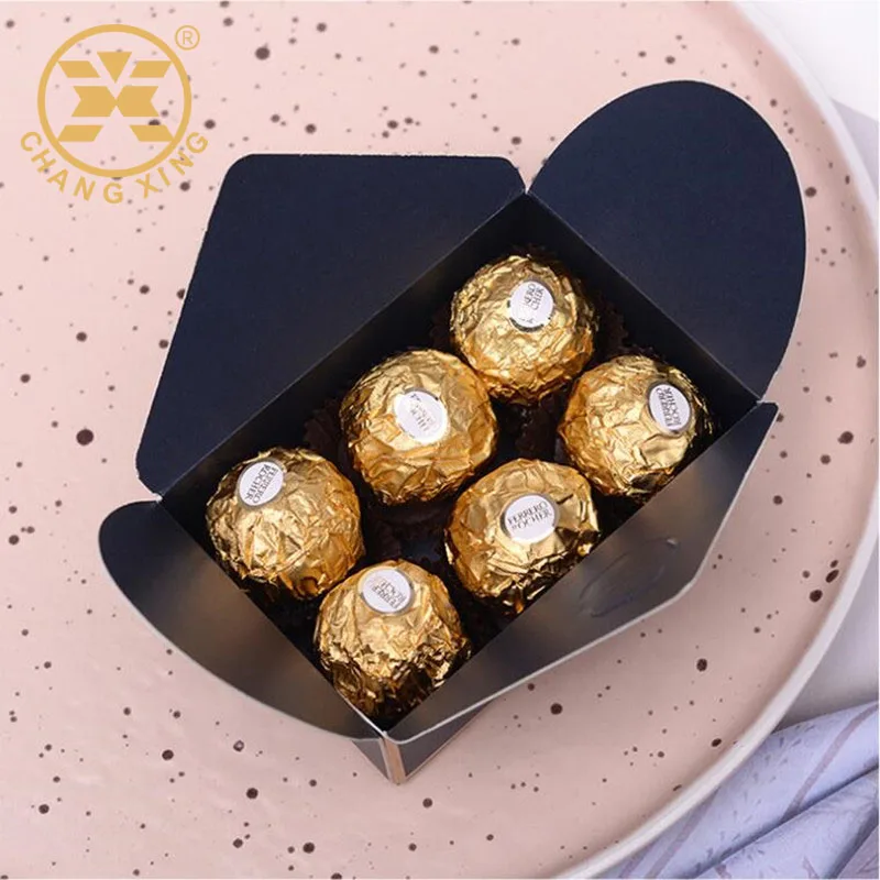 Empty Wedding Sweet Envelope Design Customized 6 Pieces Chocolate Praline Candy Packing Box With Labels