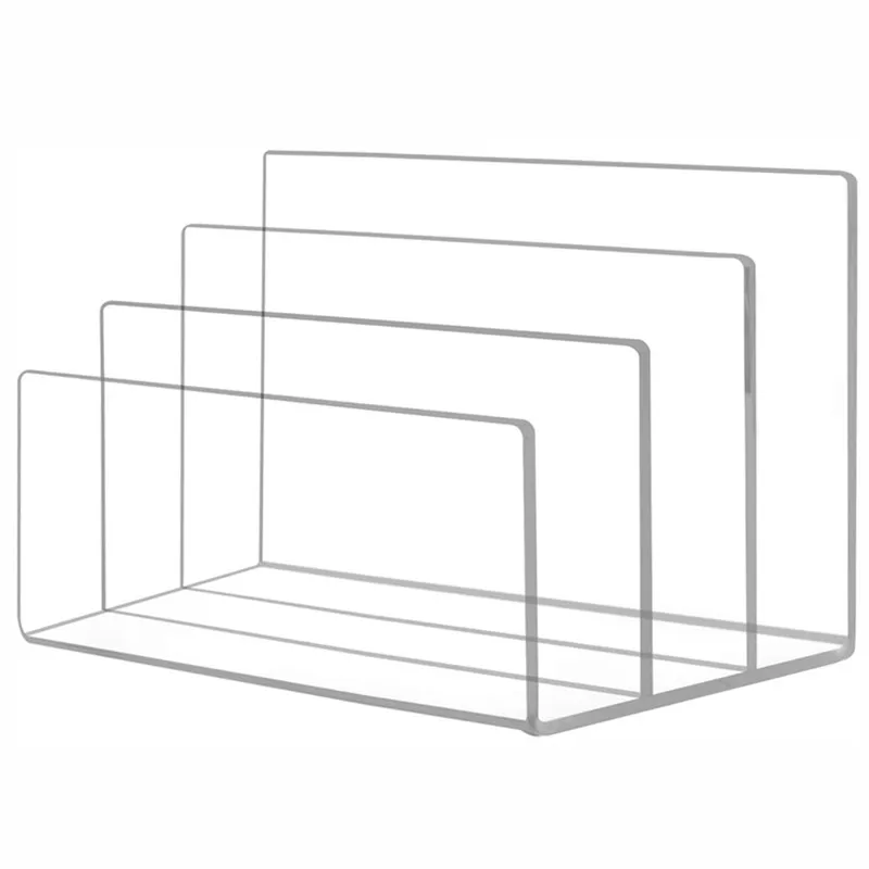 Crystal Clear Acrylic Desktop File Sorter Thick Cast Holder For Paper