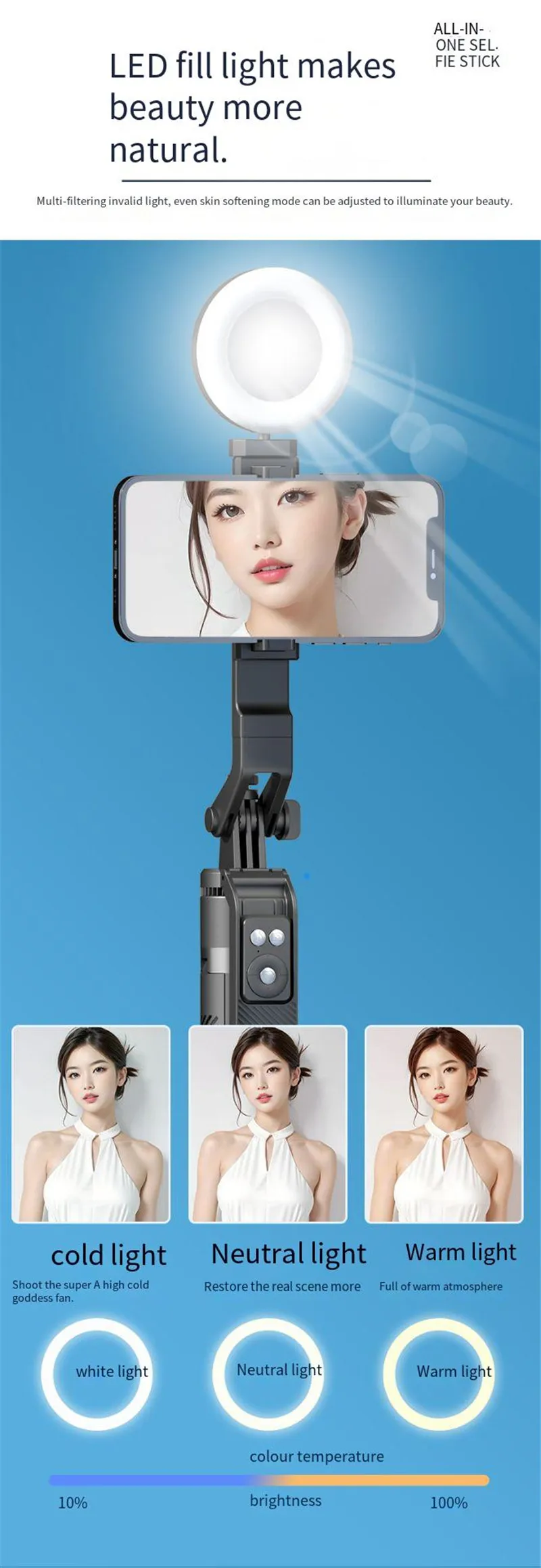 A14 Aluminum Alloy 1.8m Tall Live Streaming Floor Tripod Stand Selfie Stick Quadripod Tetrapod Selfie Stick With Ring Light