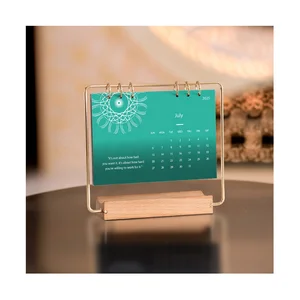 Fast Delivery 2026 Monthly Wood Desktop Calendar Muslim Seed Paper Schedule Planners Printing Islamic Calendars With Quran Verse