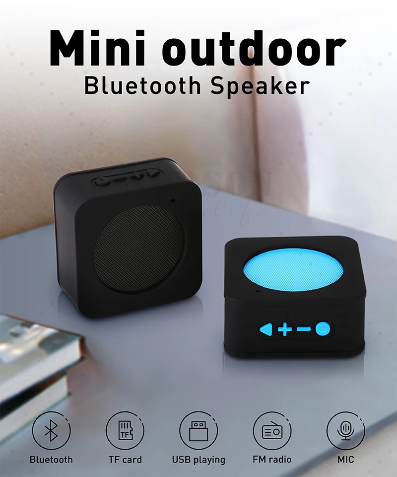 Custom Logo Cheap Cube Hand Free Speker Woofer Outdoor Portable Active caixa de som Bluetooth Speaker - ANKUX.COM