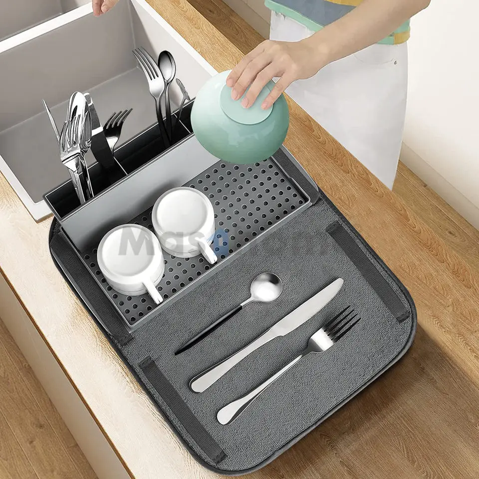 Masthome Collapsible Design Table Top Drain Bowl Cup Utensil Drying Holder Water Catching Drip Drain Tray