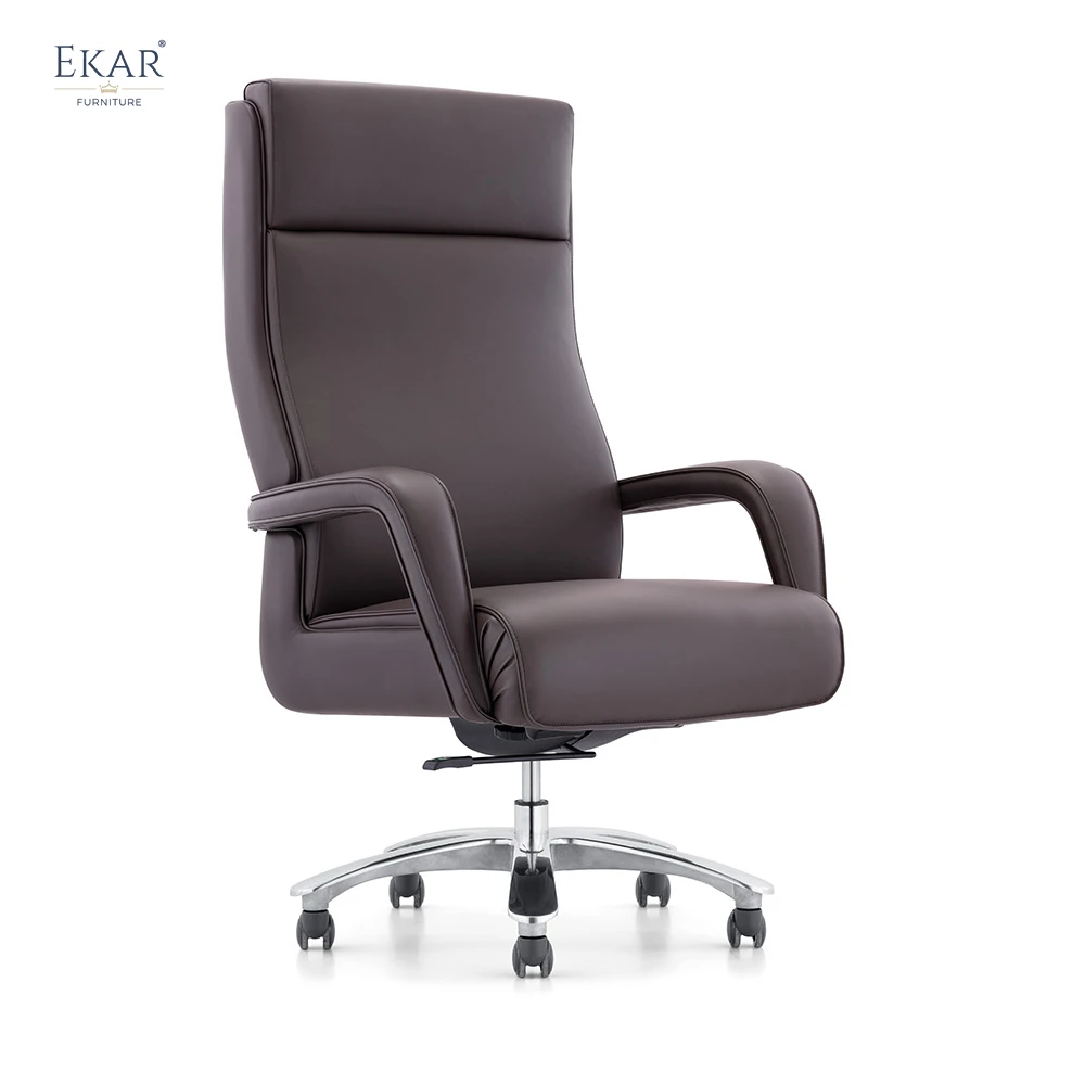 Italian Imported Top-Grain Leather Height-Adjustable Executive Office Chair