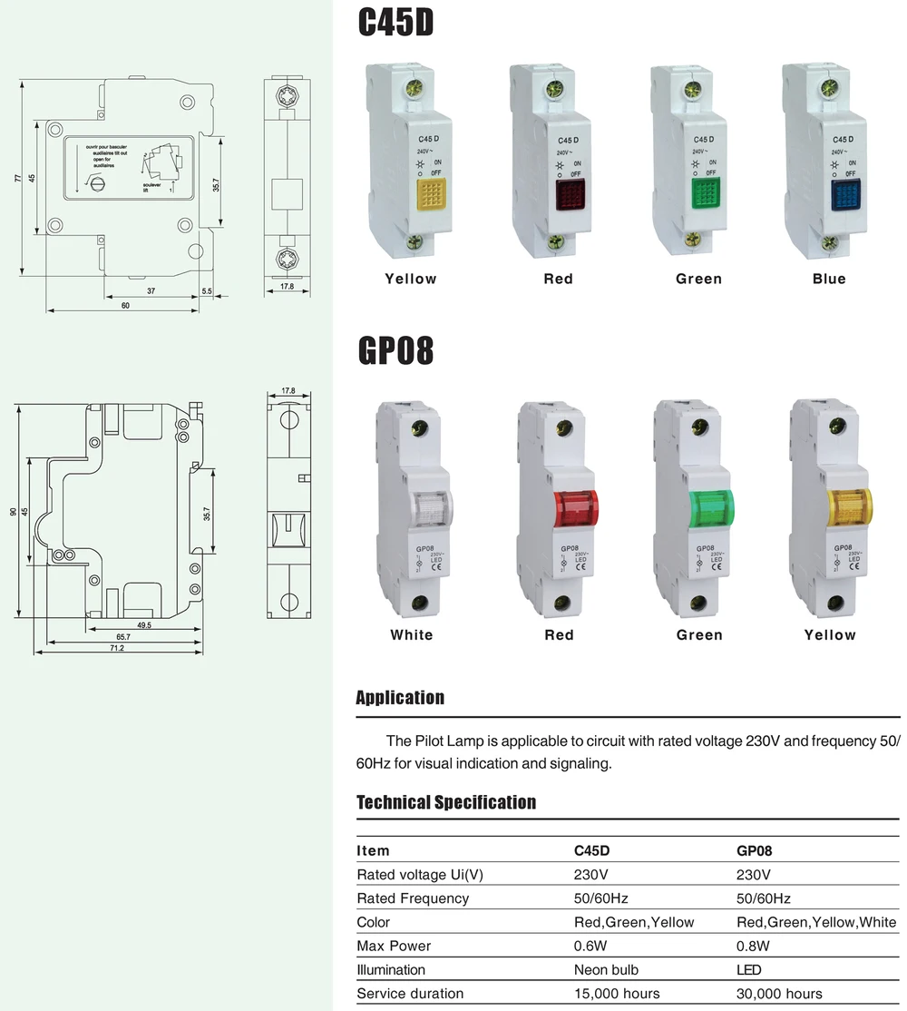 Din Rail Mount Led Signal Lamp Nd9 Series Ac 220v Indicating Indication
