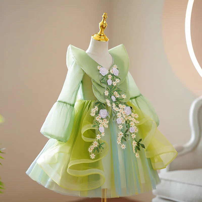 luxury party dresses for girls ceremonies Flower Girl Dresses Girls Pageant Formal Dress Baby Girl Luxury Mesh Sequins Birthday Party Dress