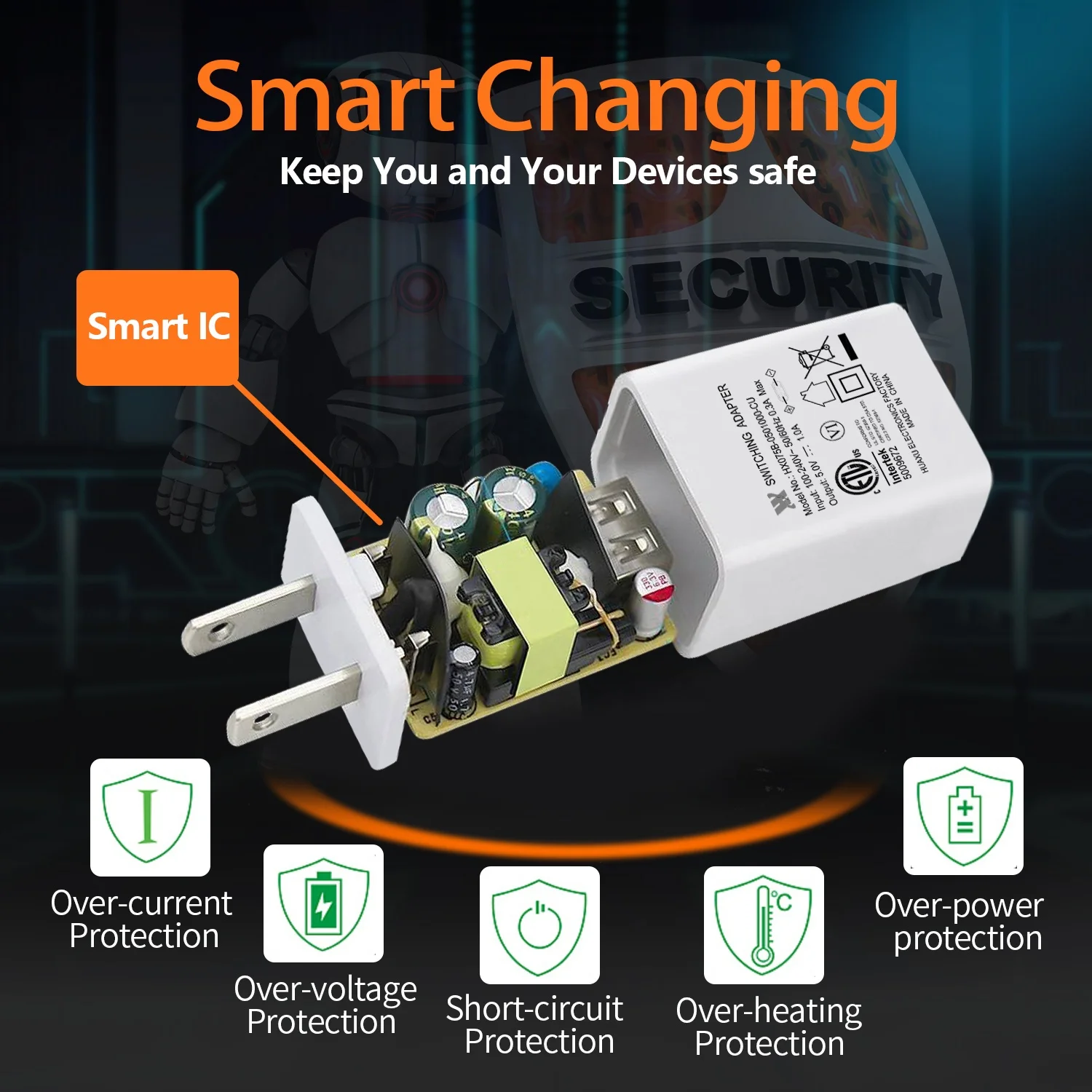 ETL FCC сертифицированные настенные USB адаптеры питания с американской вилкой 5V 1A 1.2A 1.5A блок питания с одним портом