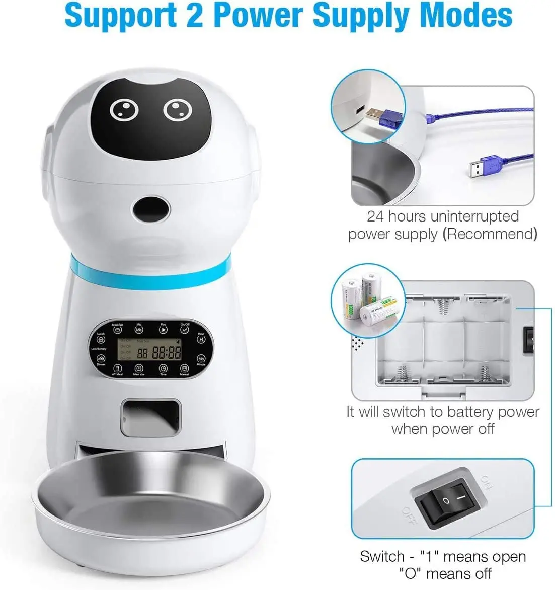 
Заводская поставка, высококачественный умный автоматический дозатор еды, кормушка для кошек, дозатор еды для собак с чашей из нержавеющей стали и таймером 