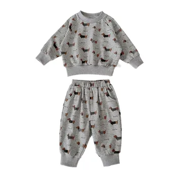 2025 Children's Set Autumn New Style Cute Printed Pullovers Long-sleeved Sweatshirts and Sweatpants for Boys Two-piece Set