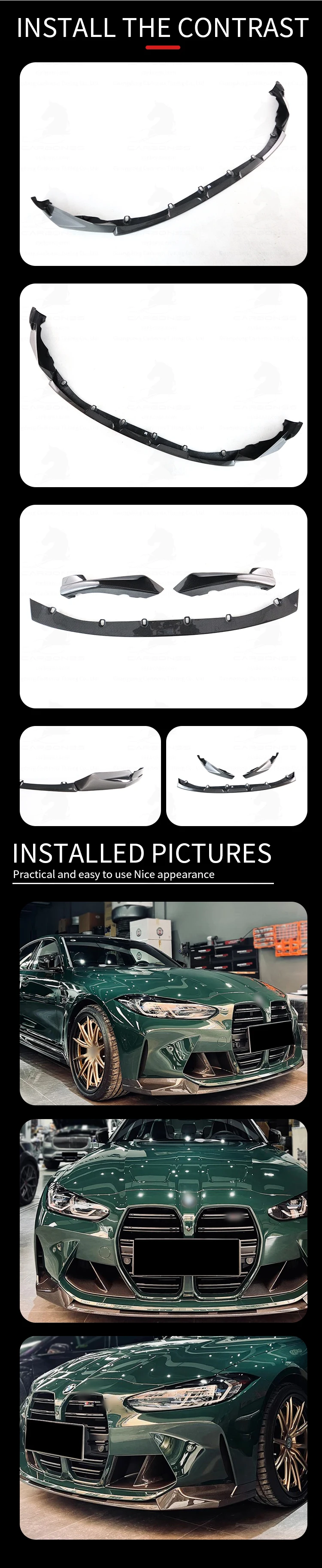 2021-2024 G80 M3 / G82 M4 - V Style Carbon Fiber Front Lip Splitter