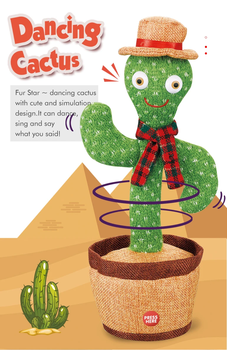 Tik Tok Top Selling Electronic Plush Toys Cactus Toys Dancing, Shake Dancing Singing Cactus Toy