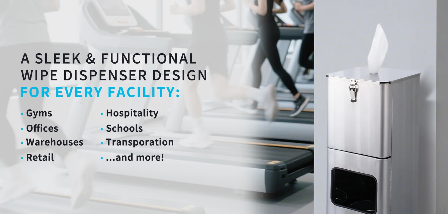 Custom Square Stainless Steel Standing Sanitizing Wipes Dispenser Station Wet Wipes Dispenser Stand for Gym