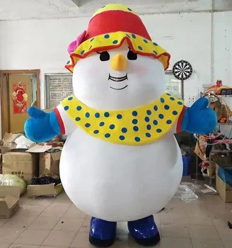 Christmas Walking plush inflatable snowman mascot costume for adults