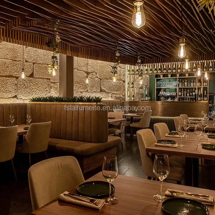 Light Luxury Hotel Furniture Bar Restaurant Booth Seat Customized Size