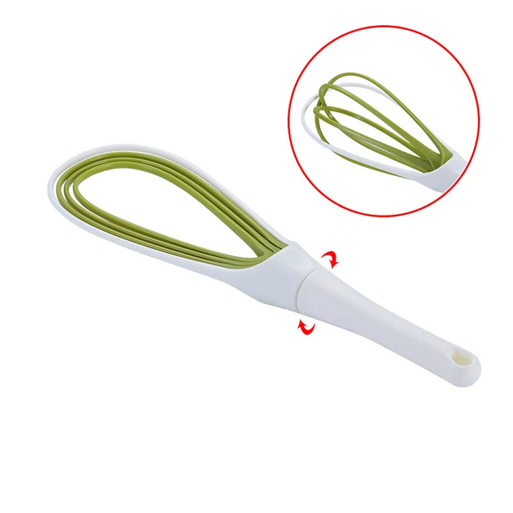 Foldable Silicone Egg Whisk Plastic Handle Hand-held Egg Beater 