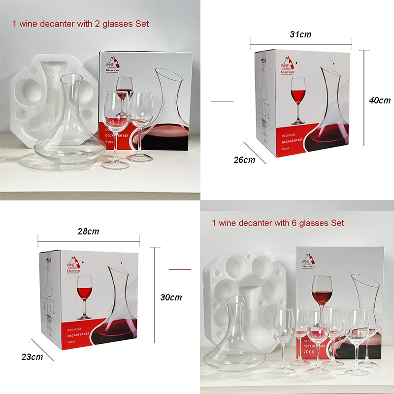 Long Stem Wholesale Custom Gift Box Set Goblet Red Wine Glasses And Wine Decanter Wine Glass Set