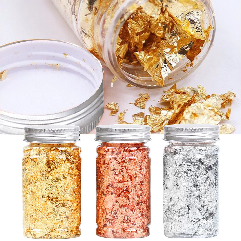 1 Box Gold Silver Irregular Aluminum Foil Paper Nail Art Sticker 3D Glitter  DIY Manicure UV Gel Polish Nail Decoration Tools 