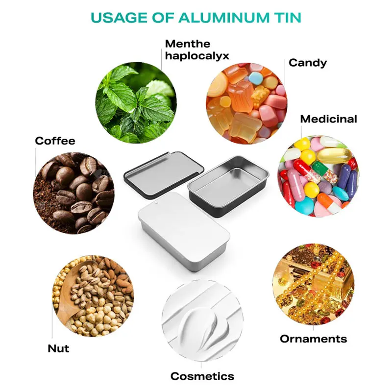 50ml 60ml 100ml Rectangle Metal Packaging Can Container for Cosmetic Sliding square Packing Tin Jar Box with Lid for Gift