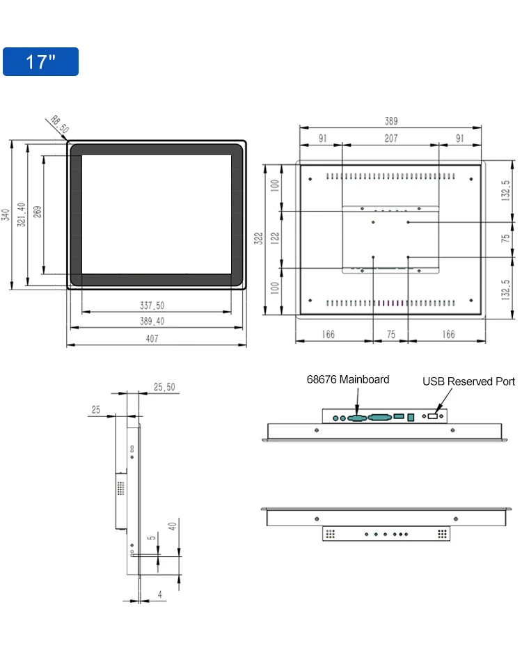 15.6 Inch 1366*768 IPS 1920*1080 VGA Capacitive Touch Metal Aluminum Frame TFT Embedded Pure Flat Industrial LED Monitor