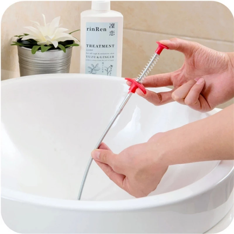 Bendable Drain Clog Water Sink Cleaning Hook Sewer Dredging Tool Kitchen Spring Hair Remover Kitchen Tools 60 cm