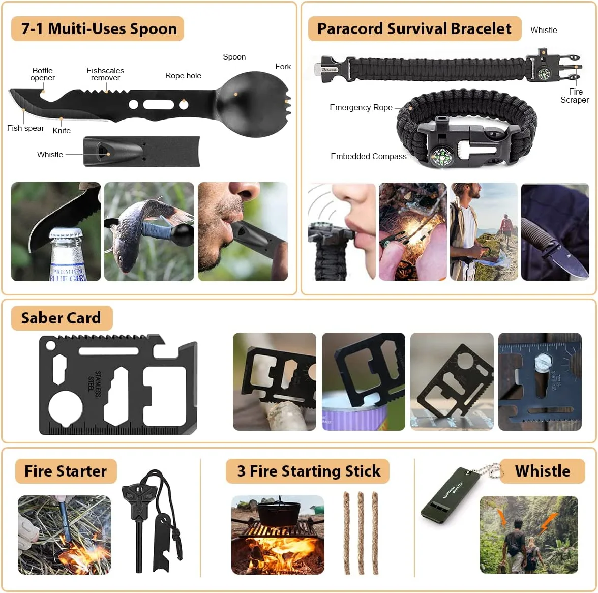 OEM Molle System Compatible 250pcs Camping Survival Gear Emergency Survival Kit First Aid Kit with Tent Metal Hammer Shovel supplier