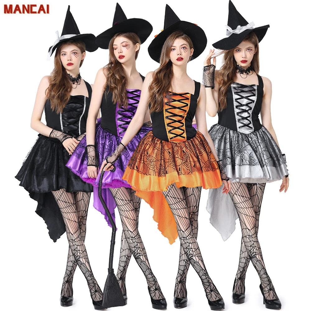 Fancy Wicked Witch Dresses Sexy Lady TV Movie Halloween Vampire Costume  Adult Multicolor Party Demon Witch Cosplay Outfits