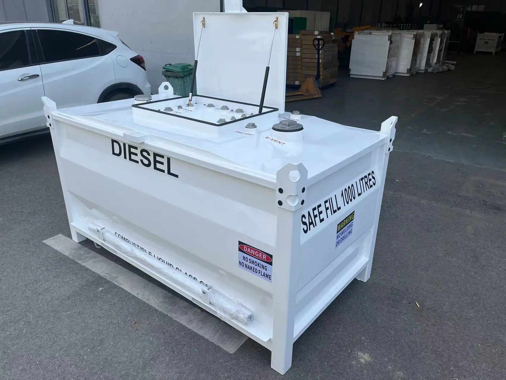 Sumac 1500L-2500L Portable Carbon Steel Double Wall Powder Coated Self Bunded Diesel/Gasoline Motor Oil Storage Tank Long