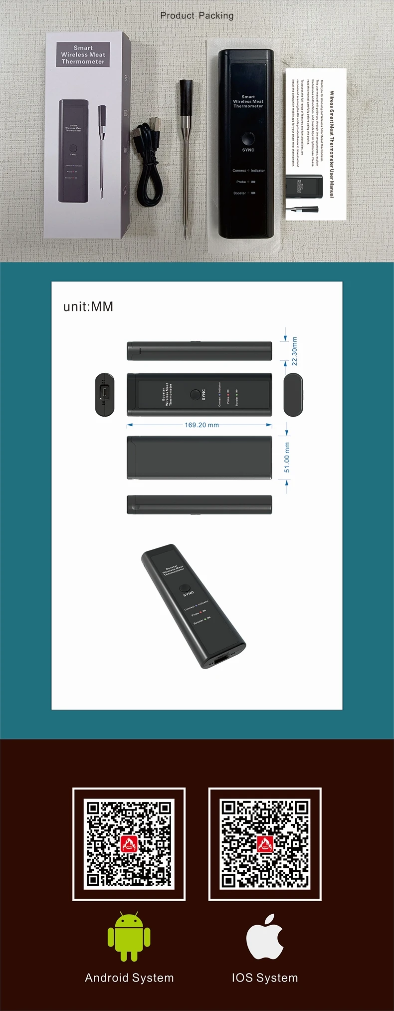 Dual Temperatures Smart Wireless Bbq Thermometer With Builtin Bluetooth Repeater Buy Smart