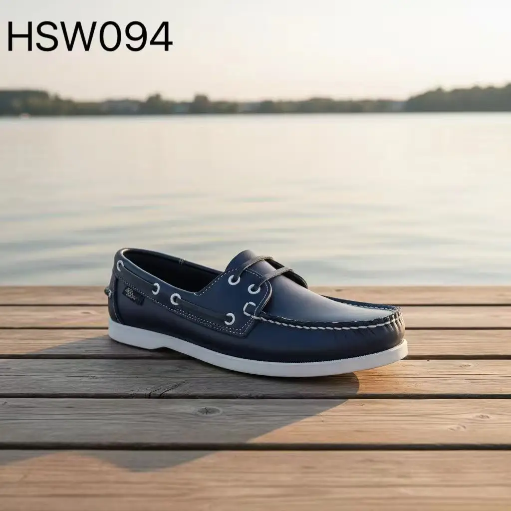 HY, Zapatos tipo 'peas' minimalistas, hechos a mano, de cuero duradero y plano, color azul, ideales para escapadas de fin de semana; zapatos para conducir versátiles, disponibles en anchos y tallas grandes, modelo HSW094
