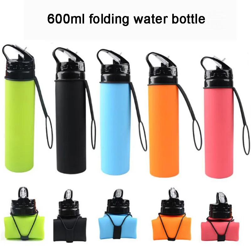 Bpa Free Food-grade Collapsible Silicone Water Bottle 600ml 500ml 400ml ...