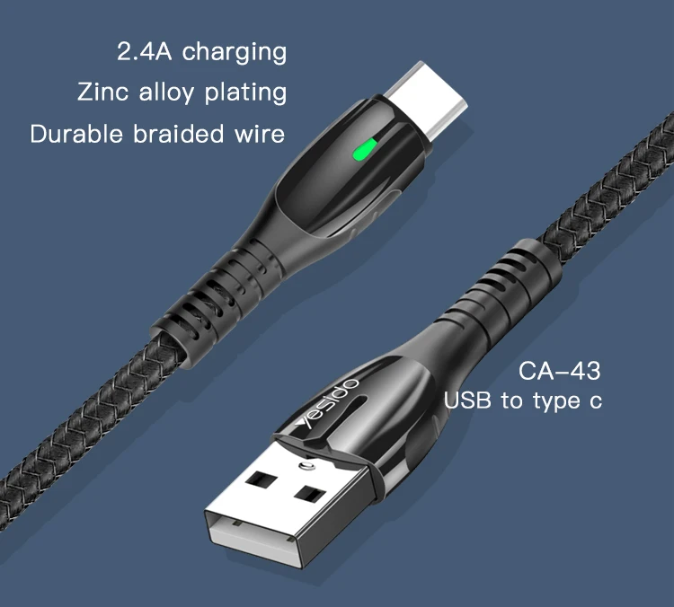 Прямая поставка нейлоновый Плетеный Usb-кабель из цинкового сплава кабель для зарядки и передачи данных Usb-C кабель