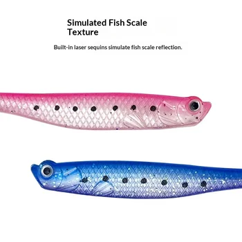Open-Abdomen Fish Long-Tail Stainless Steel Soft Lure Jerkbait Green Leopard-Print Lifelike Bass Lure No Hooks Fishing – Soft Lure – view 2