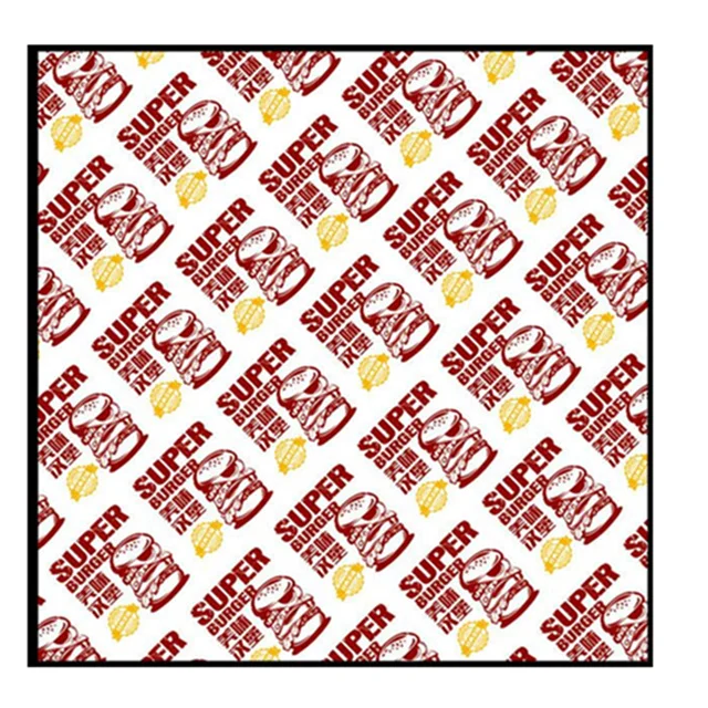 Grease Oil Proof Custom Design Colorful Sandwich Food Hamburger Wax Wrapping Paper